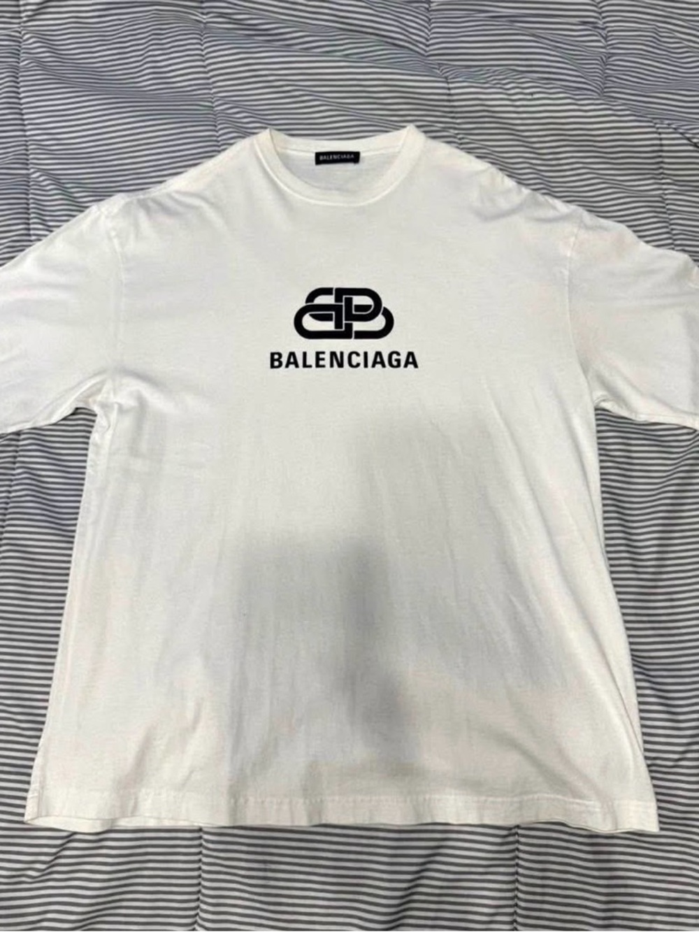 Balenciaga White Tee with Black Logo Print